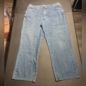 Lee "At The Waist" Relaxed Straight Leg Jeans - Medium Indigo - Women's 14 Short